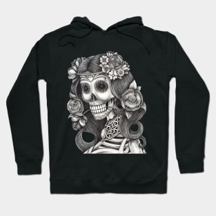 Female skeleton in love. Hoodie